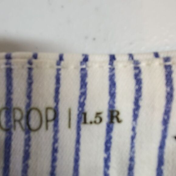 Chico's So Slimming Girlfriend Blue & White Striped Cropped Pants - Picture 9 of 12